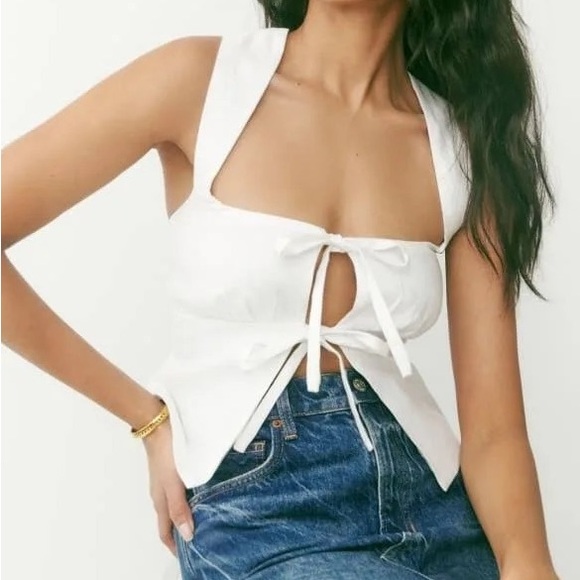 NWT Reformation Azalea linen top size 12 white - Picture 7 of 7